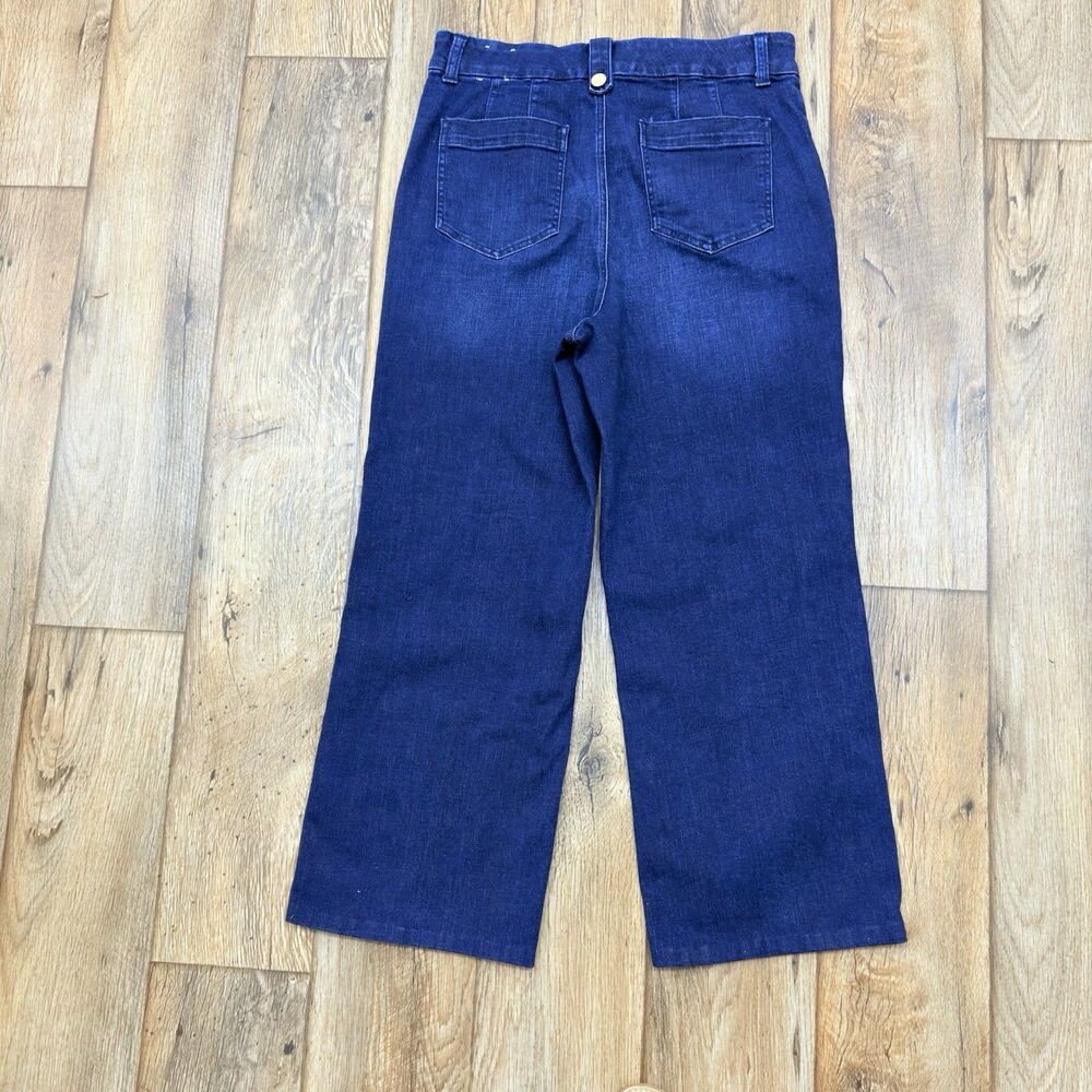 Talbots Jeans Womens 12 Wide Leg Button Denim Trouser High Rise - Picture 2 of 15